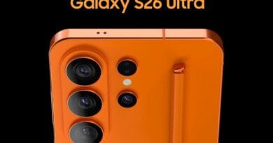 galaxy s26 ultra laranja com fundo preto
